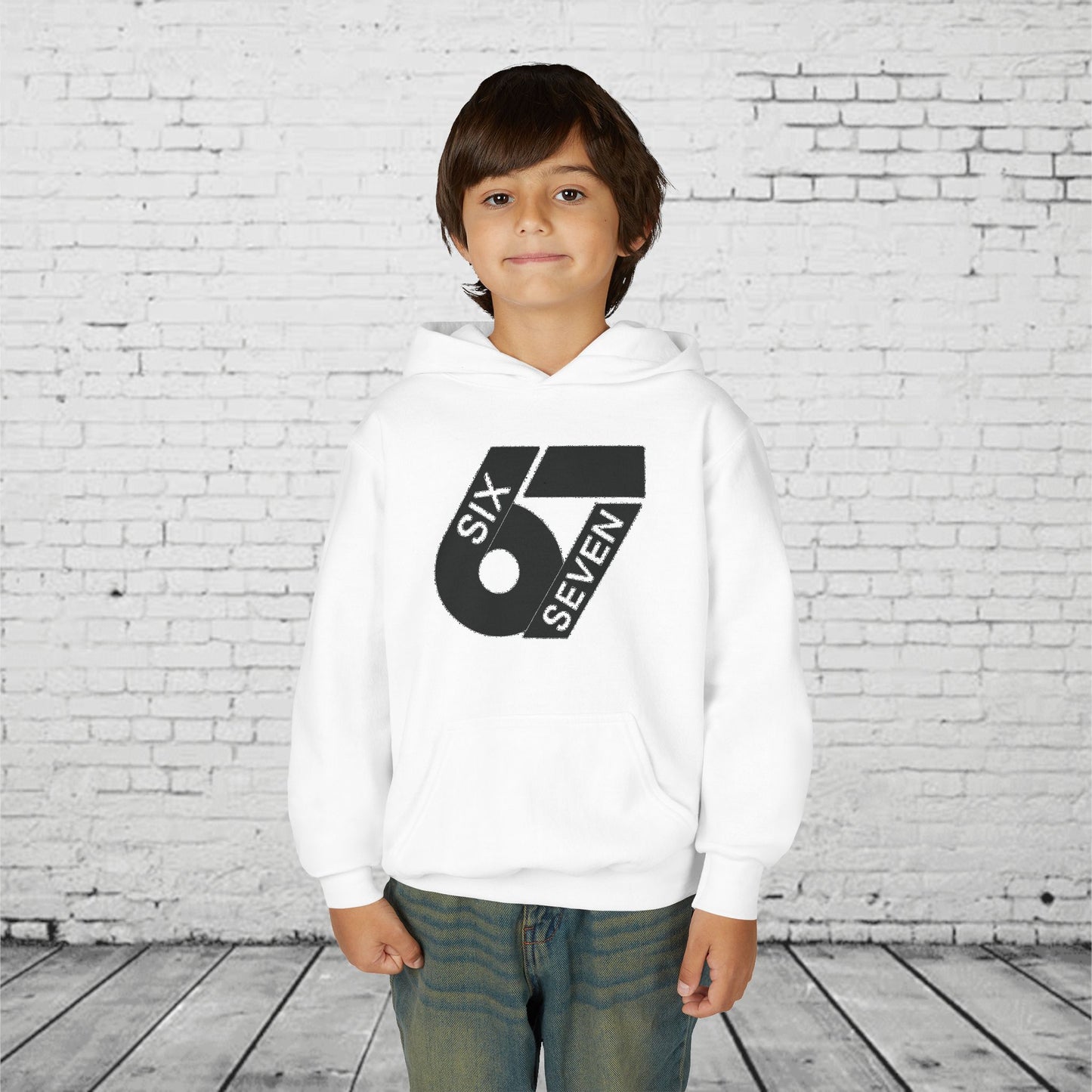 Kids 6 7 Hoodie | Modern Bold Number Graphic | SIX SEVEN Minimalist Hoodie for Boys Girls | Birthday Gift | Cool Number Shirt Style
