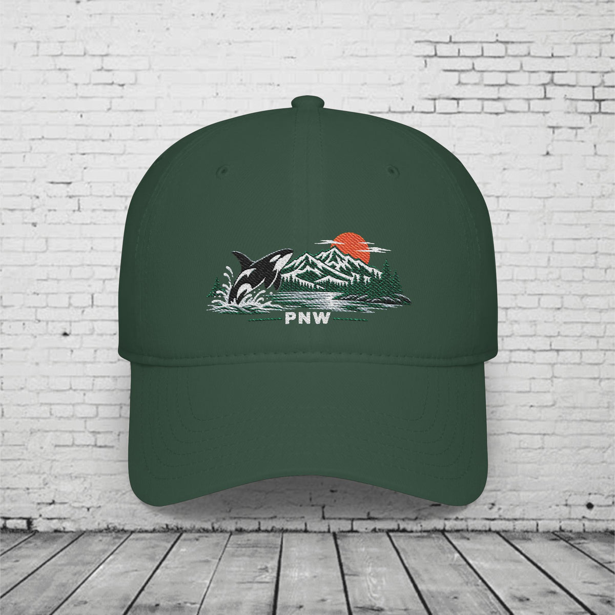 PNW Breaching Orca Embroidered Low Profile Cap – Pacific Northwest Mountain & Ocean Hat