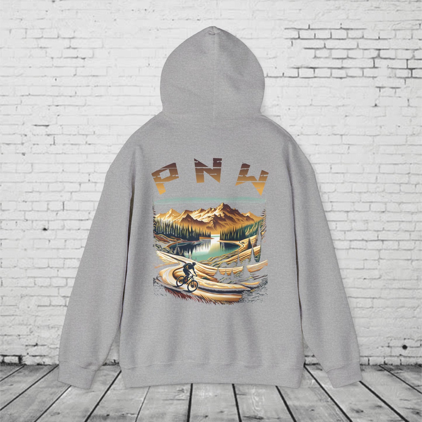 PNW Mountain Biking Hoodie – Retro Pacific Northwest MTB Adventure Sweatshirt