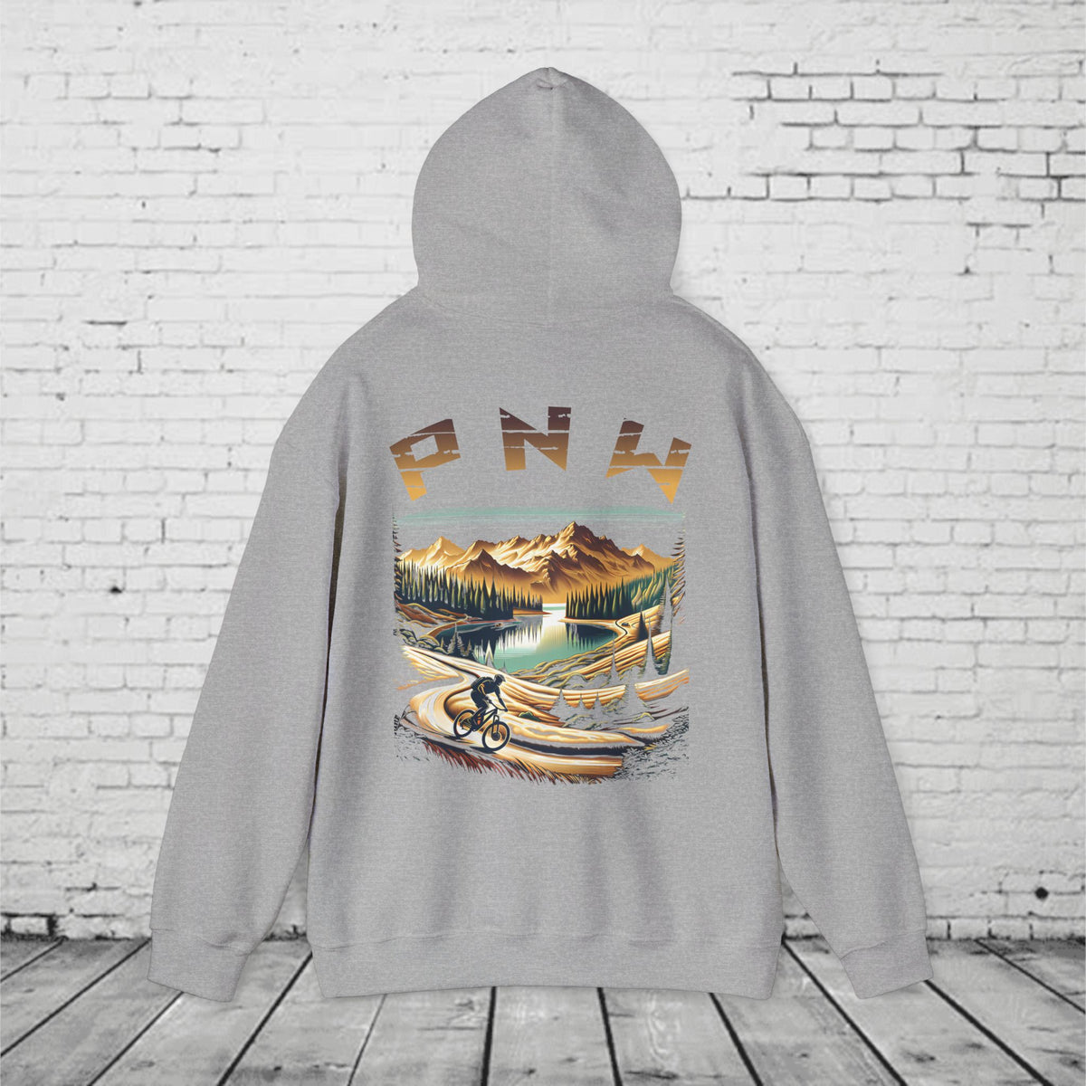 PNW Mountain Biking Hoodie – Retro Pacific Northwest MTB Adventure Sweatshirt