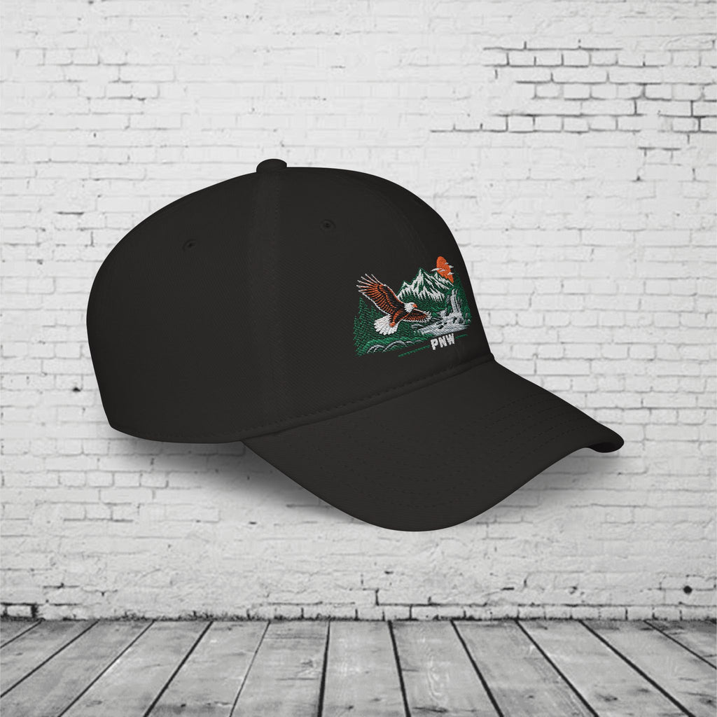 PNW Bald Eagle Embroidered Low Profile Cap – Pacific Northwest Mountain & Waterfall Hat