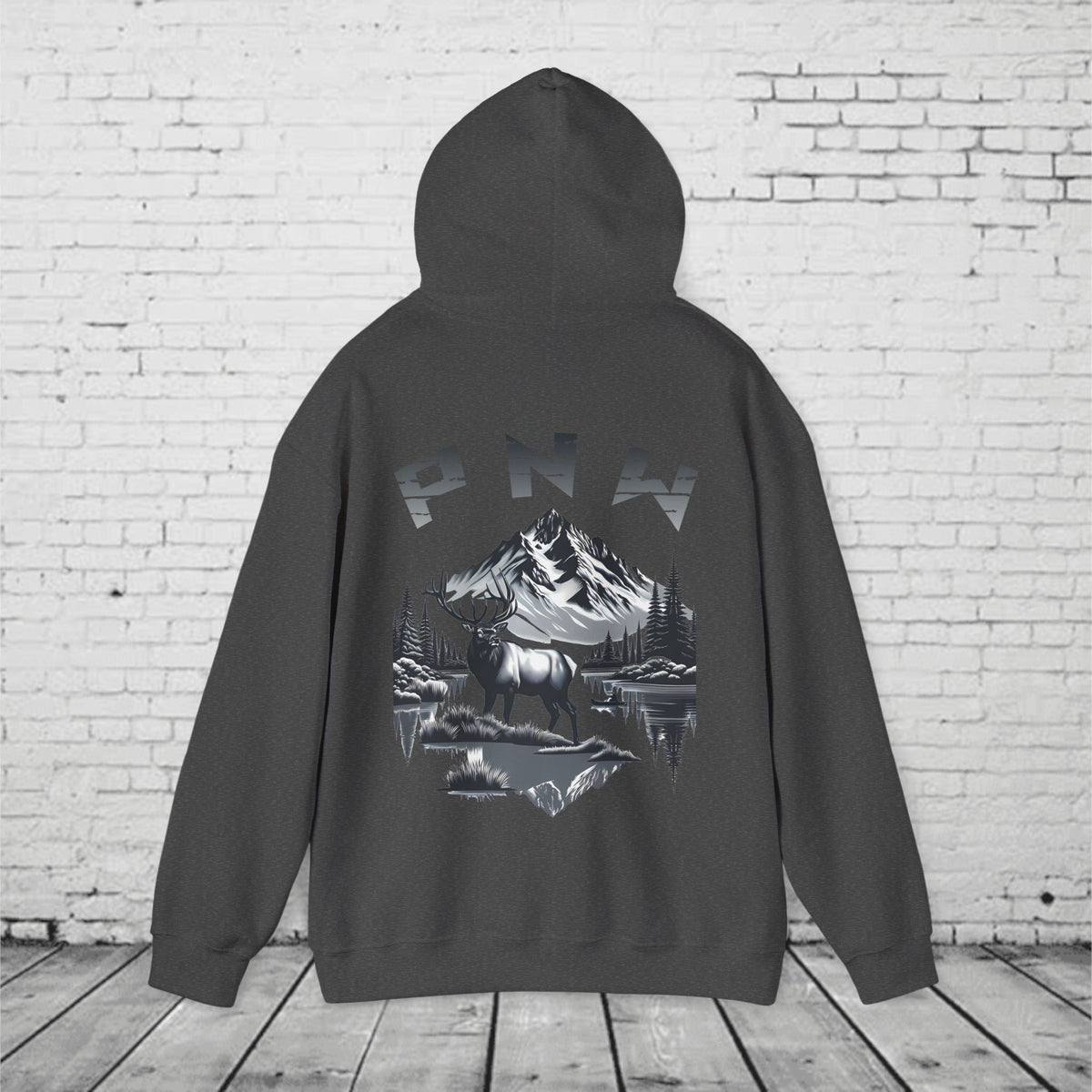 PNW Elk Hoodie – Pacific Northwest Mountain & Forest Wildlife Unisex Hooded Sweatshirt
