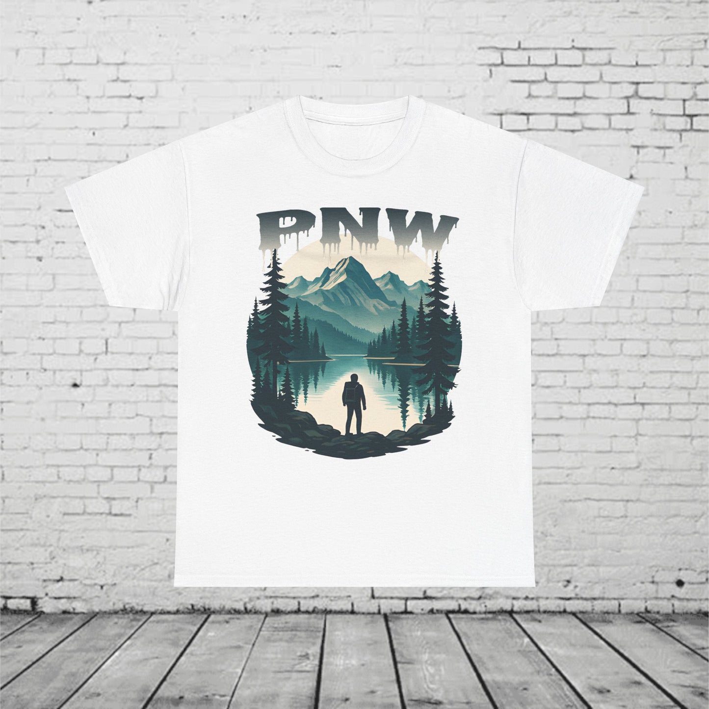 PNW Mountain Hiking Shirt, Pacific Northwest Nature Tee, Wilderness Adventure Graphic T-Shirt, Outdoors Landscape Unisex Top