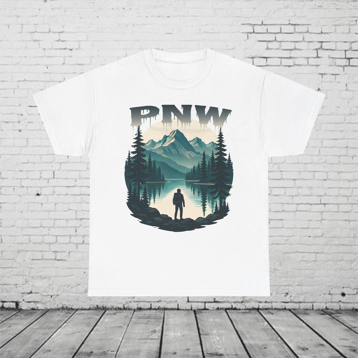 PNW Mountain Hiking Shirt, Pacific Northwest Nature Tee, Wilderness Adventure Graphic T-Shirt, Outdoors Landscape Unisex Top