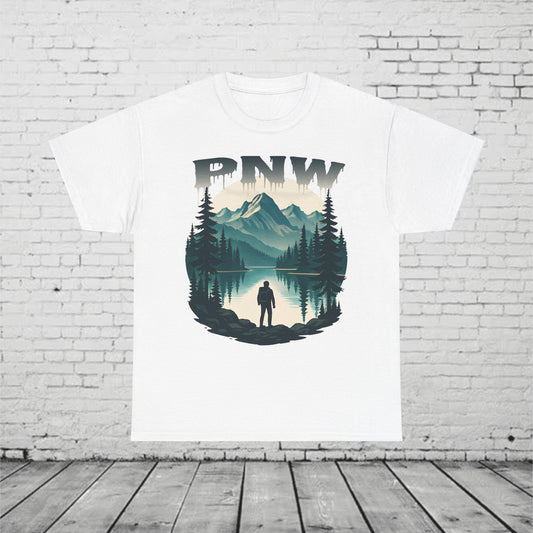 PNW Mountain Hiking Shirt, Pacific Northwest Nature Tee, Wilderness Adventure Graphic T-Shirt, Outdoors Landscape Unisex Top