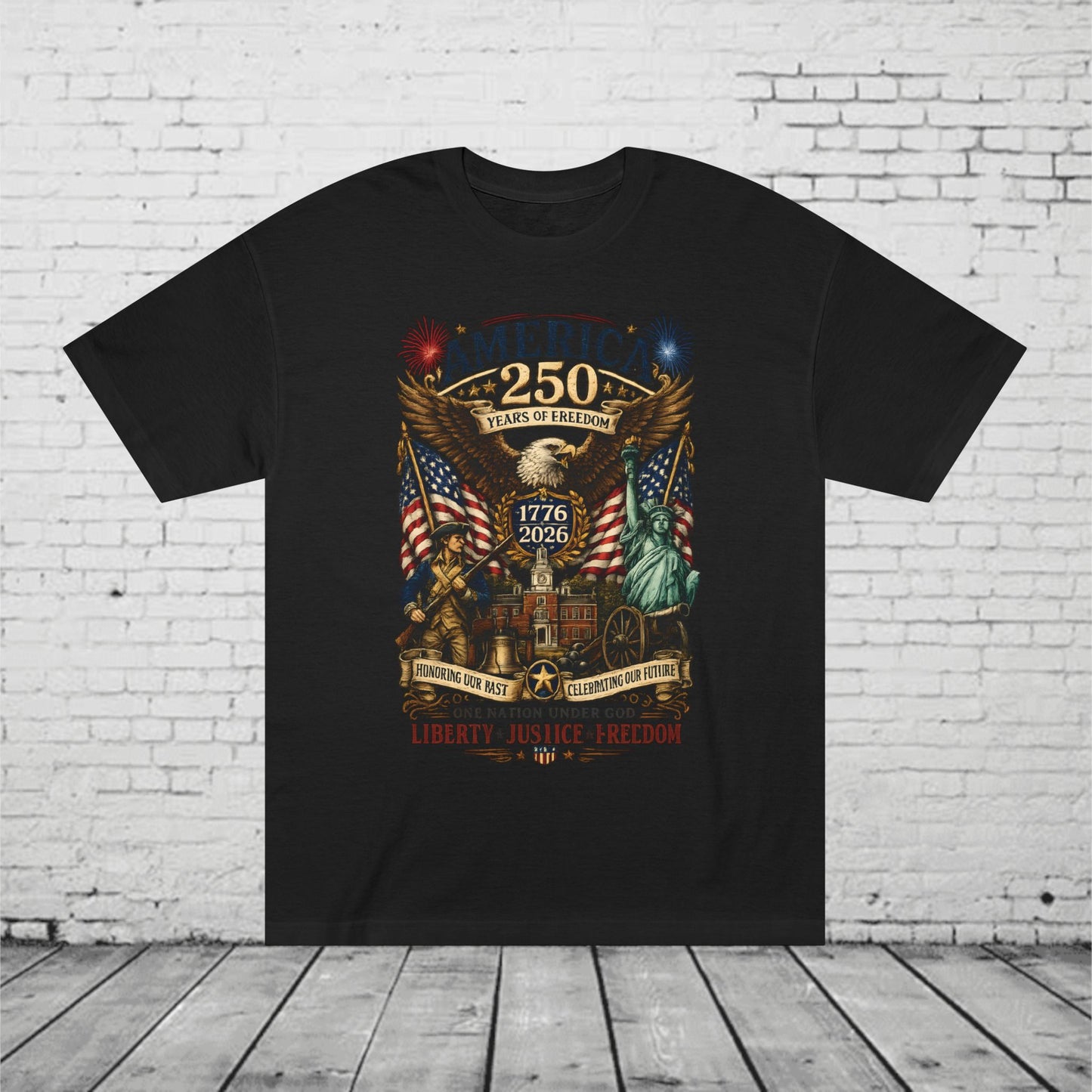 America 250 Patriotic T-Shirt | 1776–2026 Eagle, Liberty Bell & Statue of Liberty Graphic Tee | Semiquincentennial Unisex Shirt