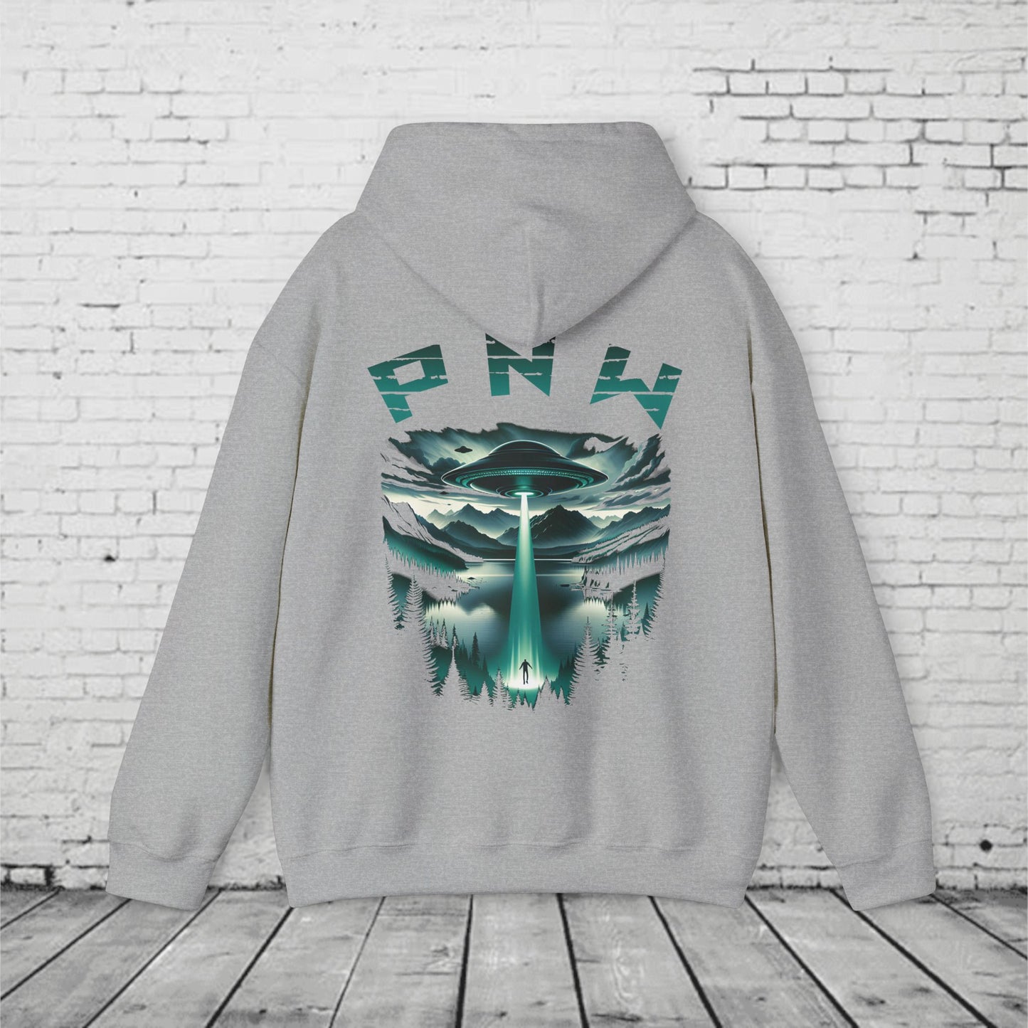 PNW Alien Abduction Hoodie – Retro UFO Pacific Northwest Sci-Fi Sweatshirt