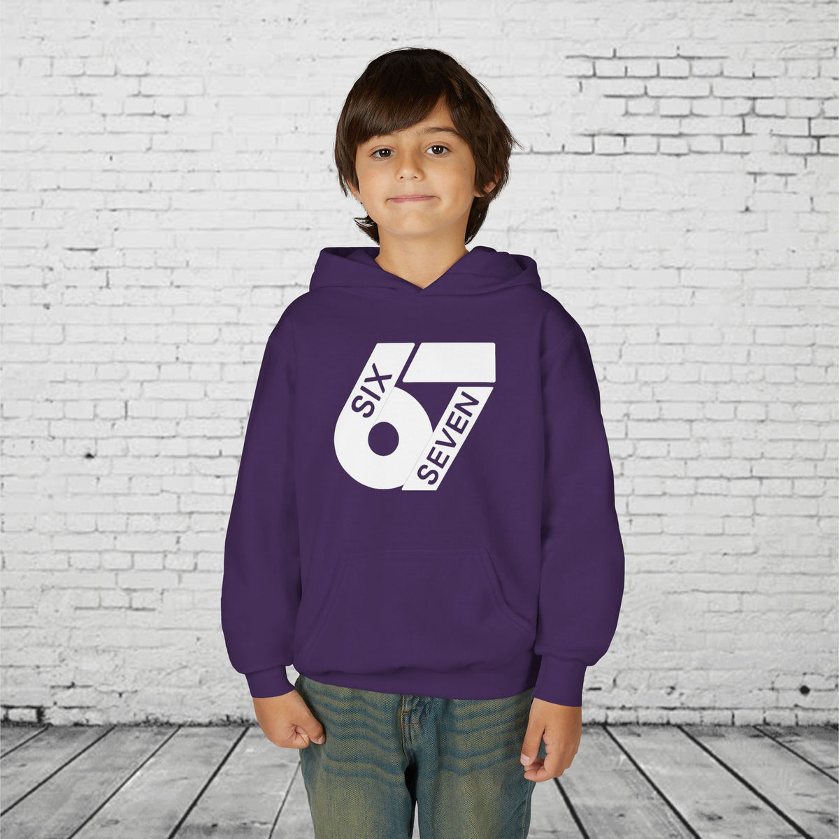 Kids 6 7 Hoodie | Modern Bold Number Graphic | SIX SEVEN Minimalist Hoodie for Boys Girls | Birthday Gift | Cool Number Shirt Style