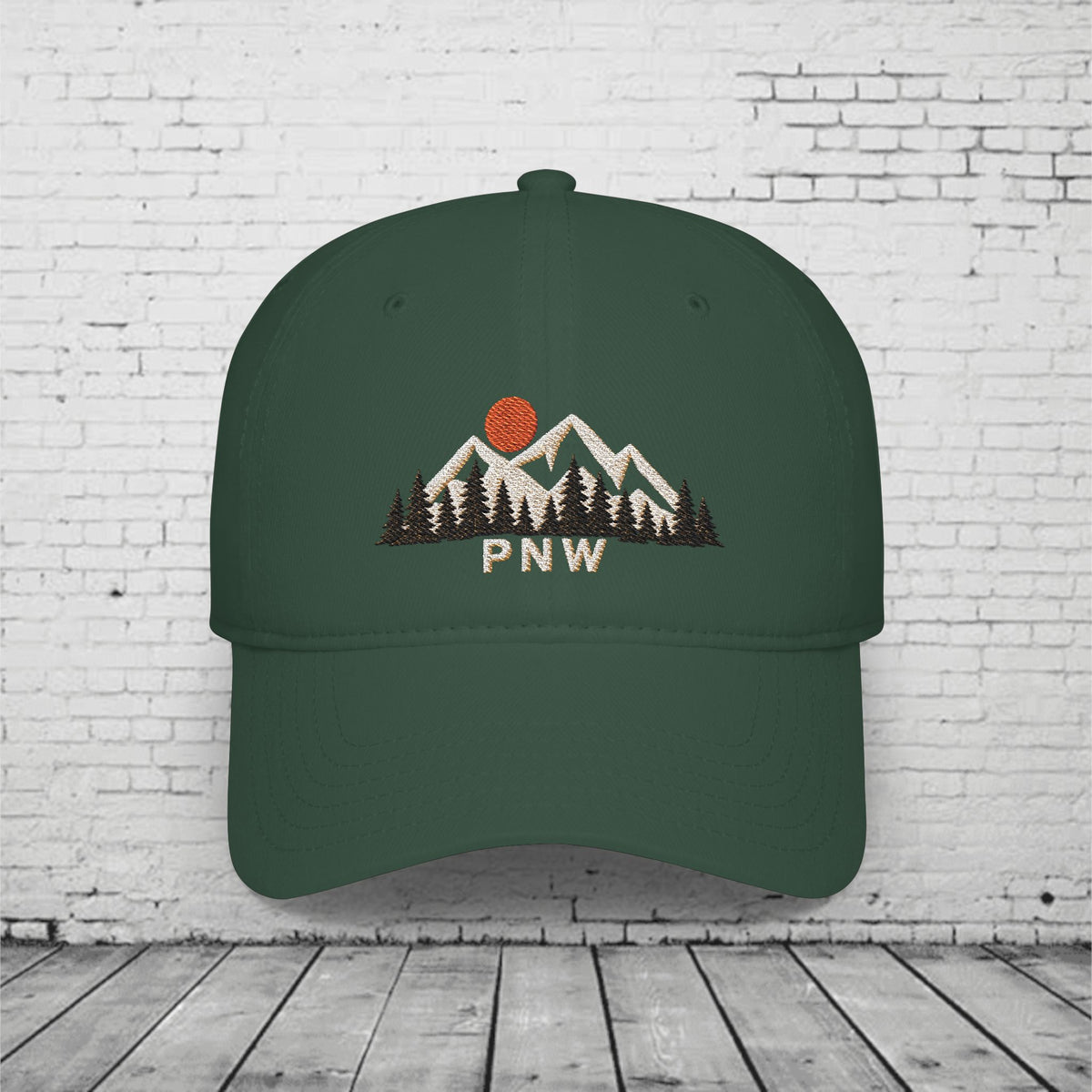 PNW Ridgeline Embroidered Low Profile Cap – Pacific Northwest Mountain & Evergreen Dad Hat