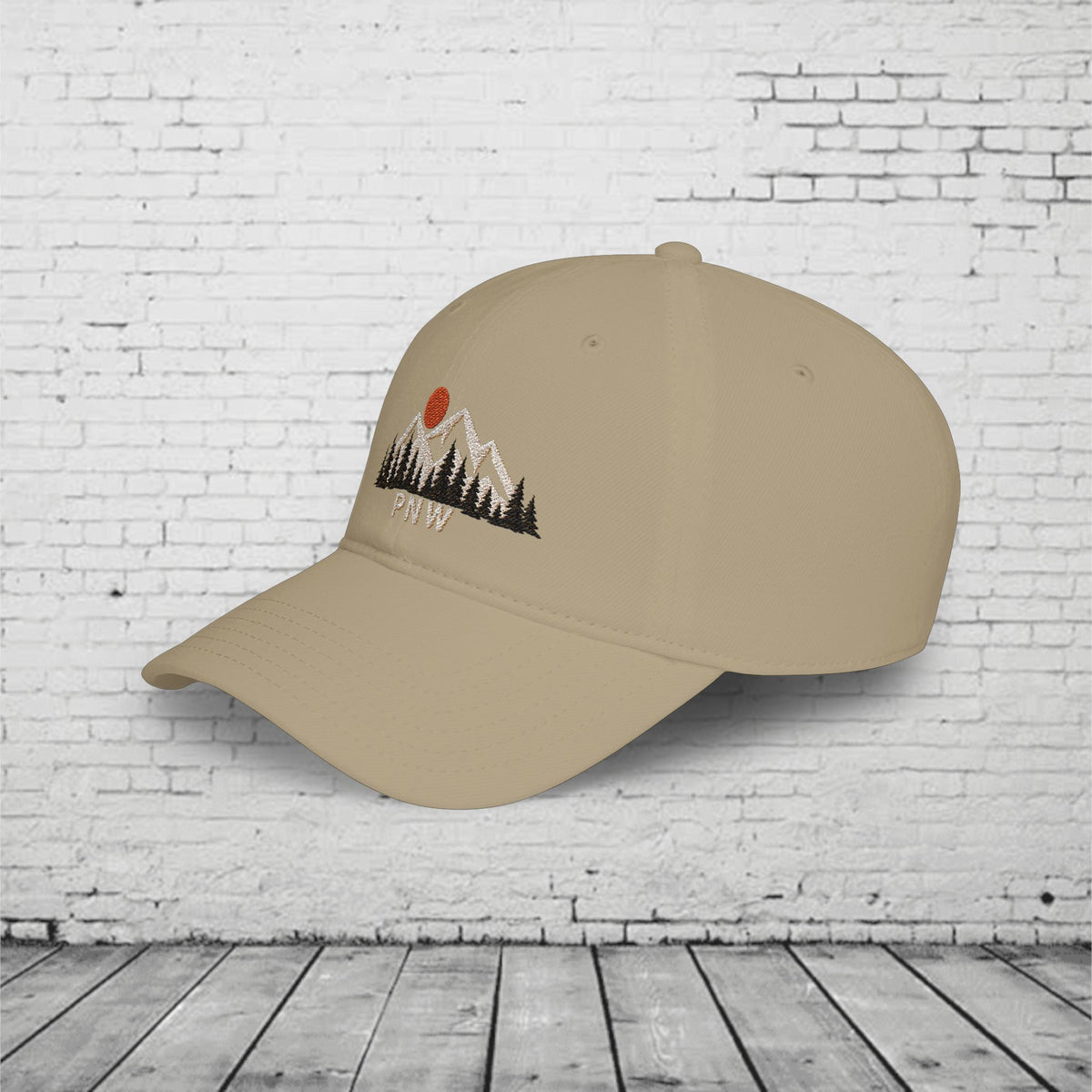 PNW Ridgeline Embroidered Low Profile Cap – Pacific Northwest Mountain & Evergreen Dad Hat