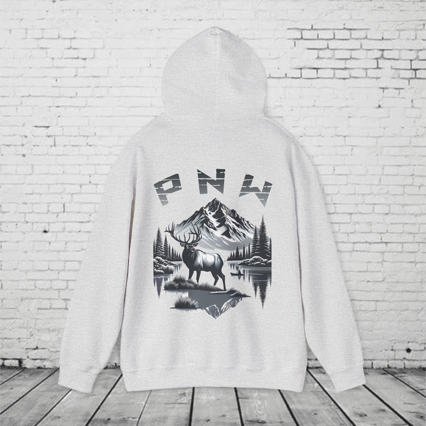 PNW Elk Hoodie – Pacific Northwest Mountain & Forest Wildlife Unisex Hooded Sweatshirt