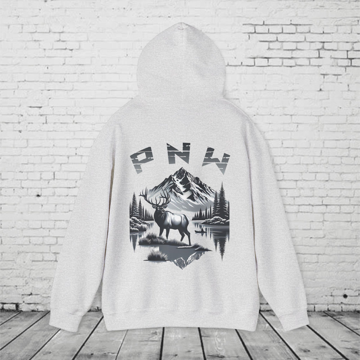 PNW Elk Hoodie – Pacific Northwest Mountain & Forest Wildlife Unisex Hooded Sweatshirt