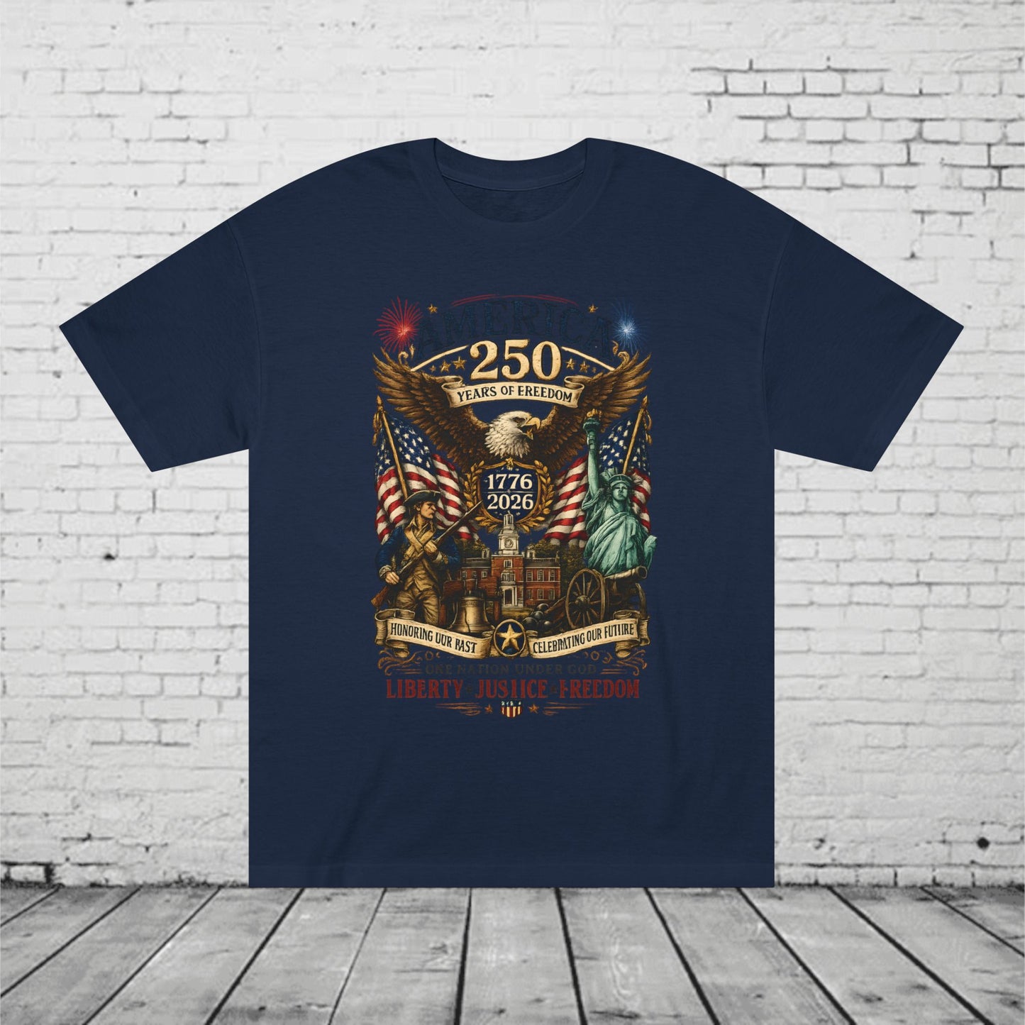 America 250 Patriotic T-Shirt | 1776–2026 Eagle, Liberty Bell & Statue of Liberty Graphic Tee | Semiquincentennial Unisex Shirt