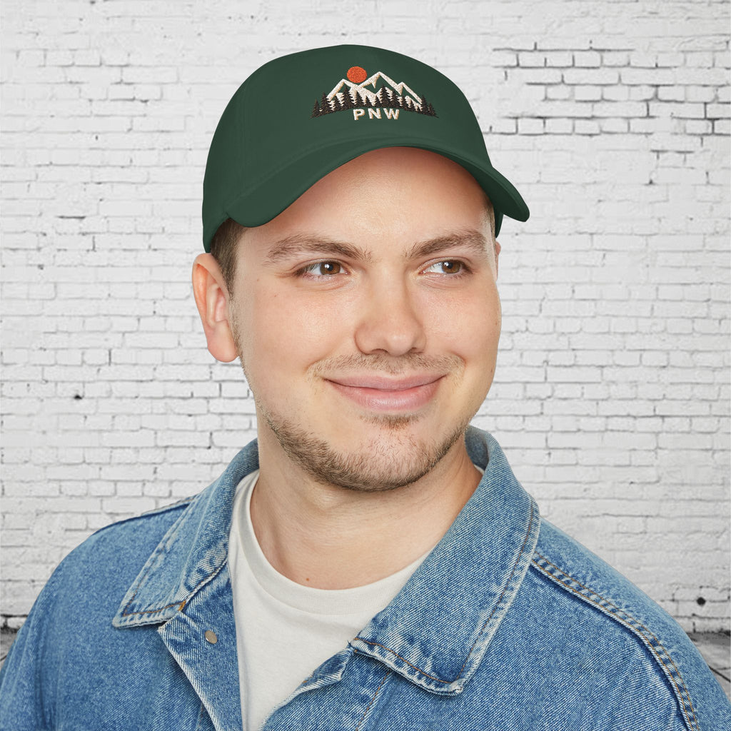 PNW Ridgeline Embroidered Low Profile Cap – Pacific Northwest Mountain & Evergreen Dad Hat