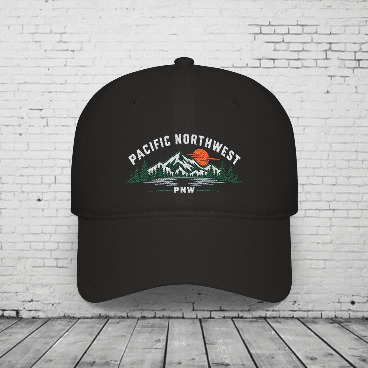 Pacific Northwest Embroidered Low Profile Cap – PNW Mountain & Evergreen Dad Hat