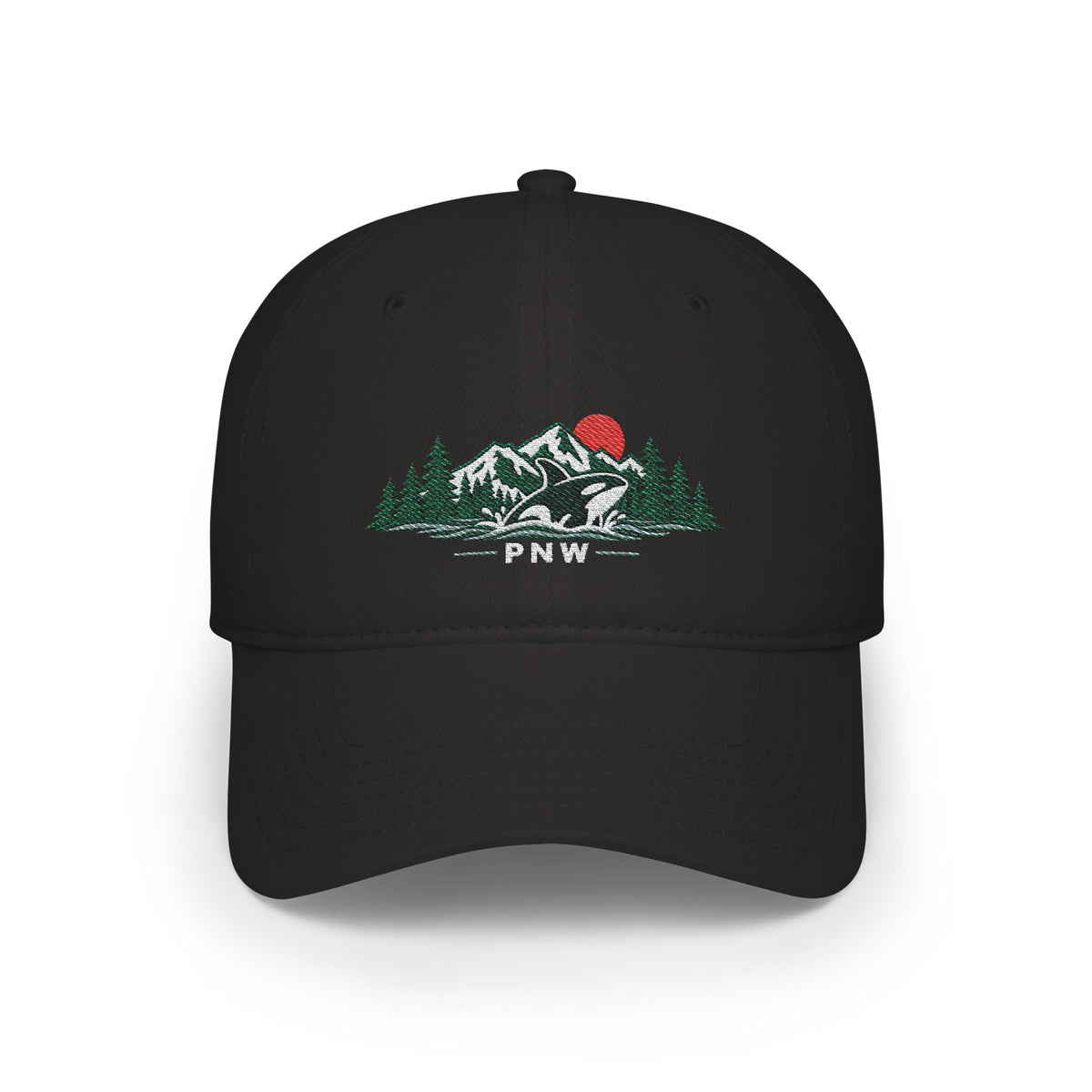 PNW Orca Embroidered Low Profile Cap – Pacific Northwest Mountain & Ocean Dad Hat