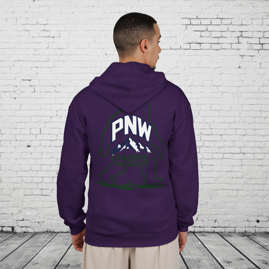 PNW Sasquatch Full Zip Hoodie – Pacific Northwest Bigfoot Mountain Graphic Sweatshirt