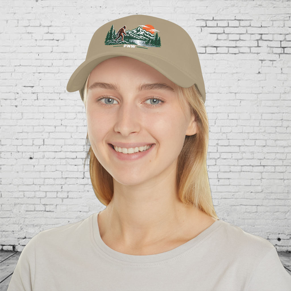 PNW Sasquatch Embroidered Low Profile Cap – Pacific Northwest Bigfoot Mountain Hat