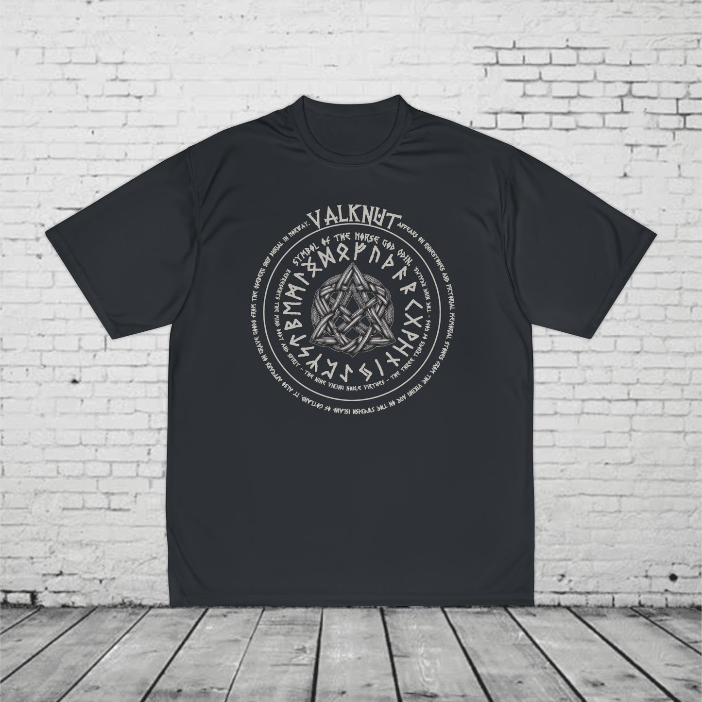 Valknut Mens Performance T-Shirt - Norse Mythology Runes- Odins Knot- Viking Symbol- Nordic Warrior Gift- Pagan Gym Tee