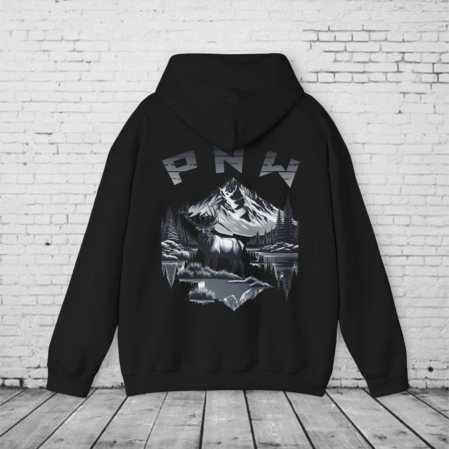 PNW Elk Hoodie – Pacific Northwest Mountain & Forest Wildlife Unisex Hooded Sweatshirt
