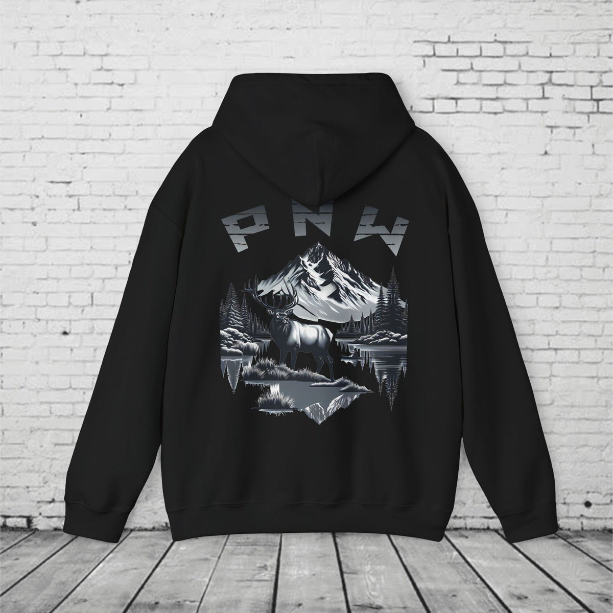 PNW Elk Hoodie – Pacific Northwest Mountain & Forest Wildlife Unisex Hooded Sweatshirt