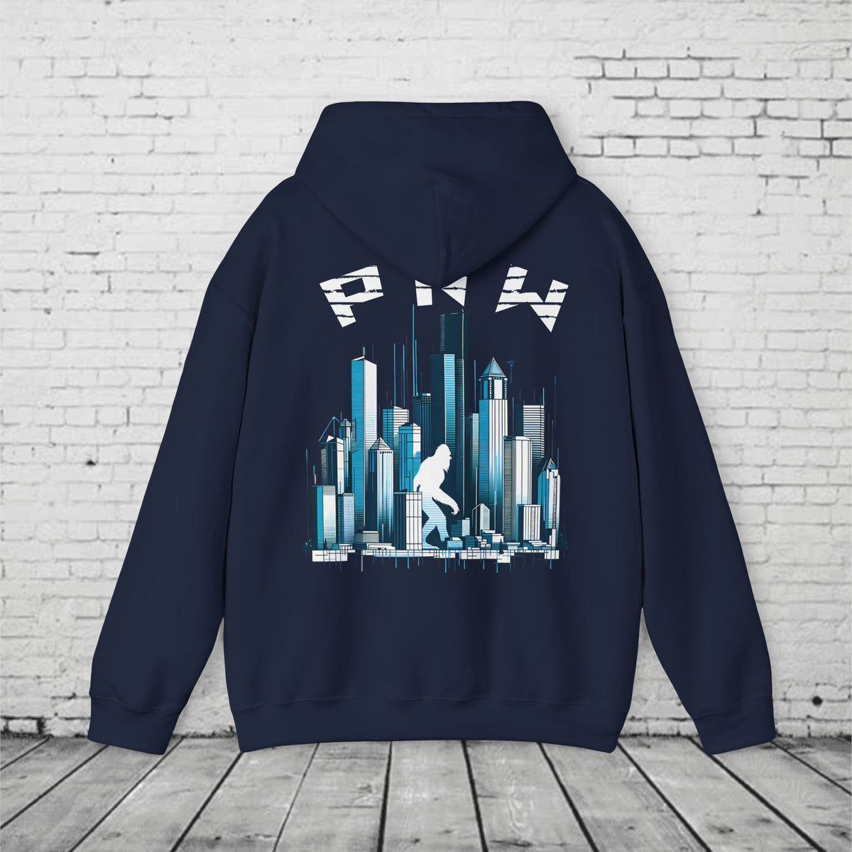 PNW Sasquatch Hoodie – Seattle Skyline Bigfoot Sweatshirt | Pacific Northwest Unisex Hooded Sweatshirt