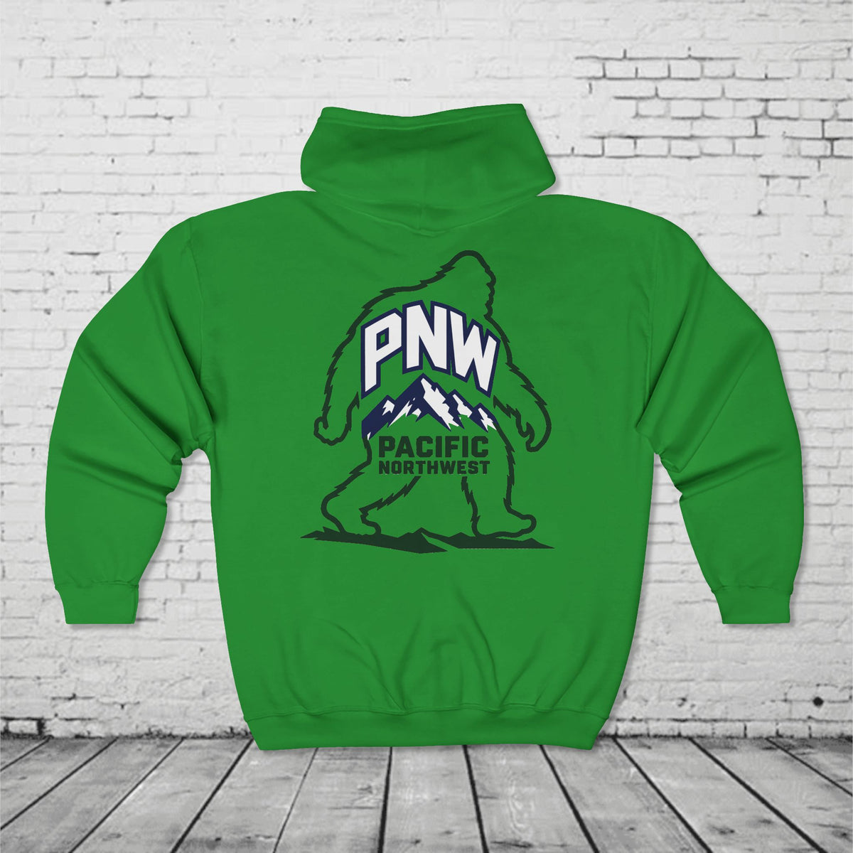 PNW Sasquatch Full Zip Hoodie – Pacific Northwest Bigfoot Mountain Graphic Sweatshirt
