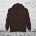 Pacific Northwest Mountain Lake Full-Zip Hoodie – PNW Evergreen Outdoor Back Graphic