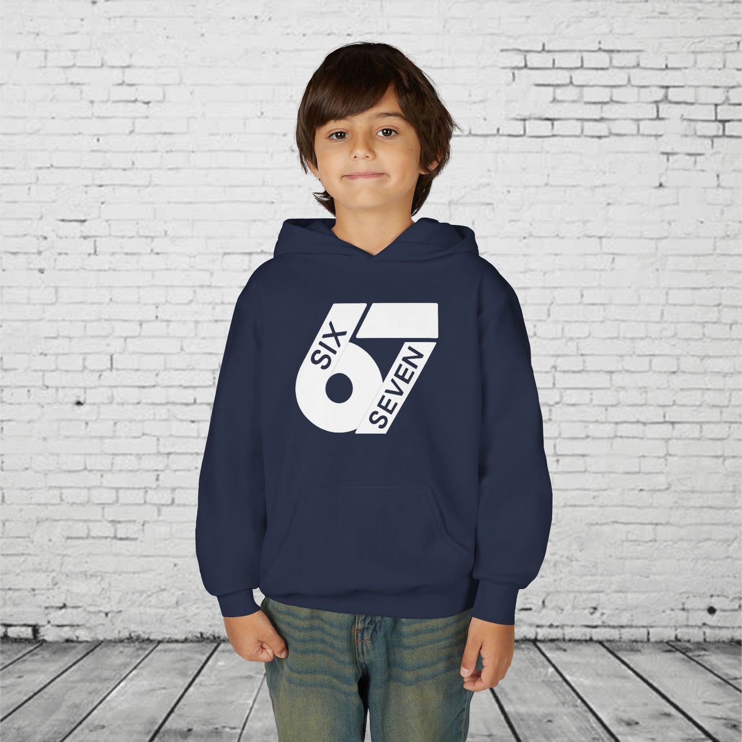 Kids 6 7 Hoodie | Modern Bold Number Graphic | SIX SEVEN Minimalist Hoodie for Boys Girls | Birthday Gift | Cool Number Shirt Style