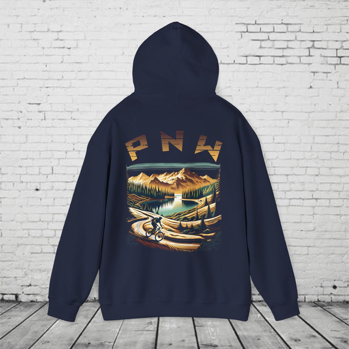PNW Mountain Biking Hoodie – Retro Pacific Northwest MTB Adventure Sweatshirt