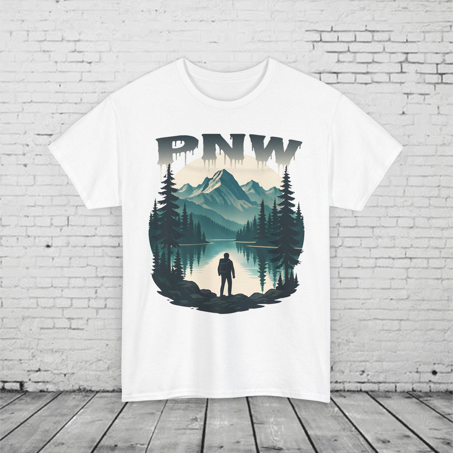 PNW Mountain Hiking Shirt, Pacific Northwest Nature Tee, Wilderness Adventure Graphic T-Shirt, Outdoors Landscape Unisex Top