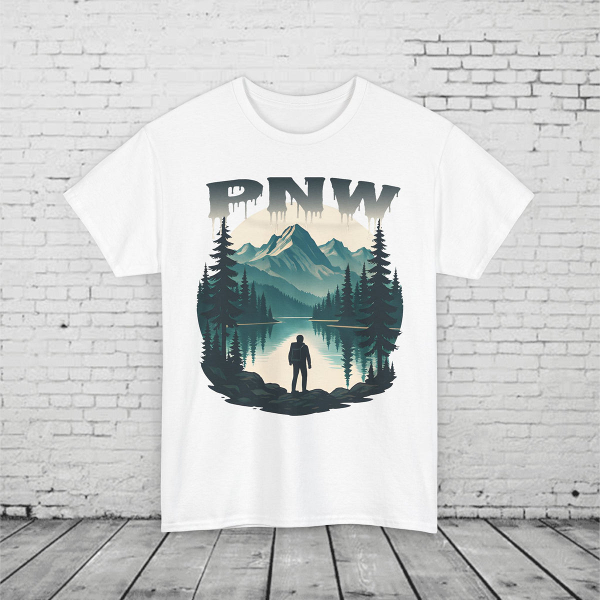 PNW Mountain Hiking Shirt, Pacific Northwest Nature Tee, Wilderness Adventure Graphic T-Shirt, Outdoors Landscape Unisex Top