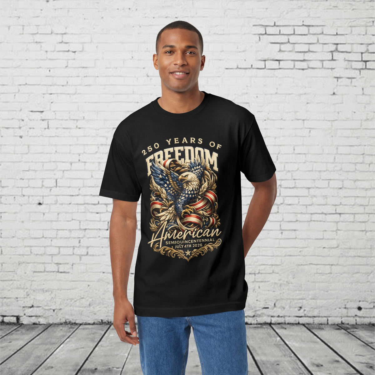 250 Years of Freedom American Eagle Tee | Patriotic July 4th 2026 Semiquincentennial Unisex T-Shirt