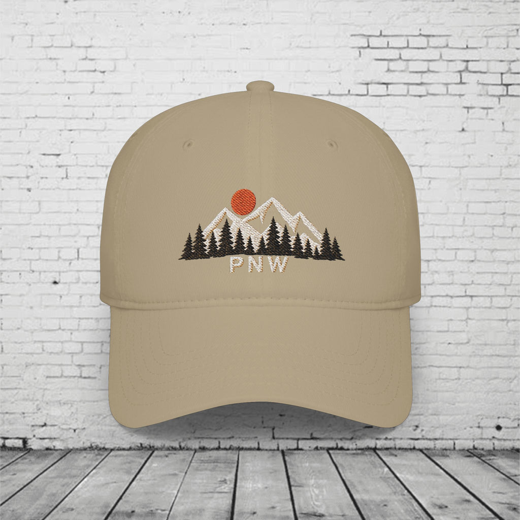 PNW Ridgeline Embroidered Low Profile Cap – Pacific Northwest Mountain & Evergreen Dad Hat