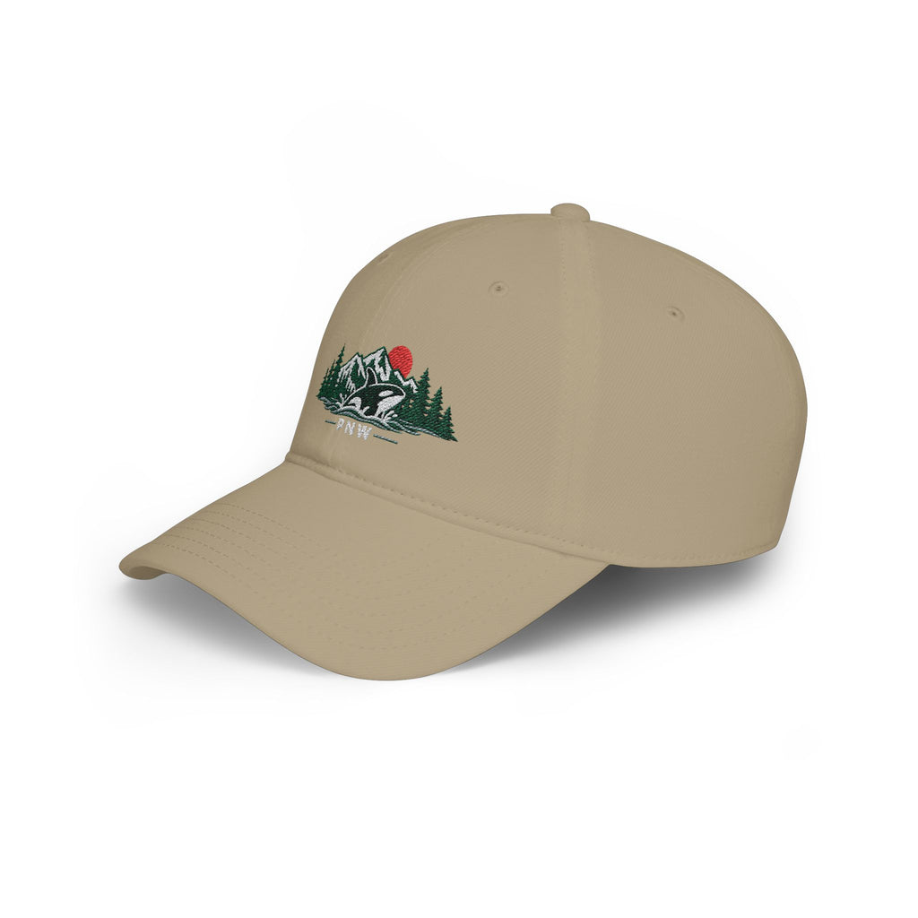 PNW Orca Embroidered Low Profile Cap – Pacific Northwest Mountain & Ocean Dad Hat